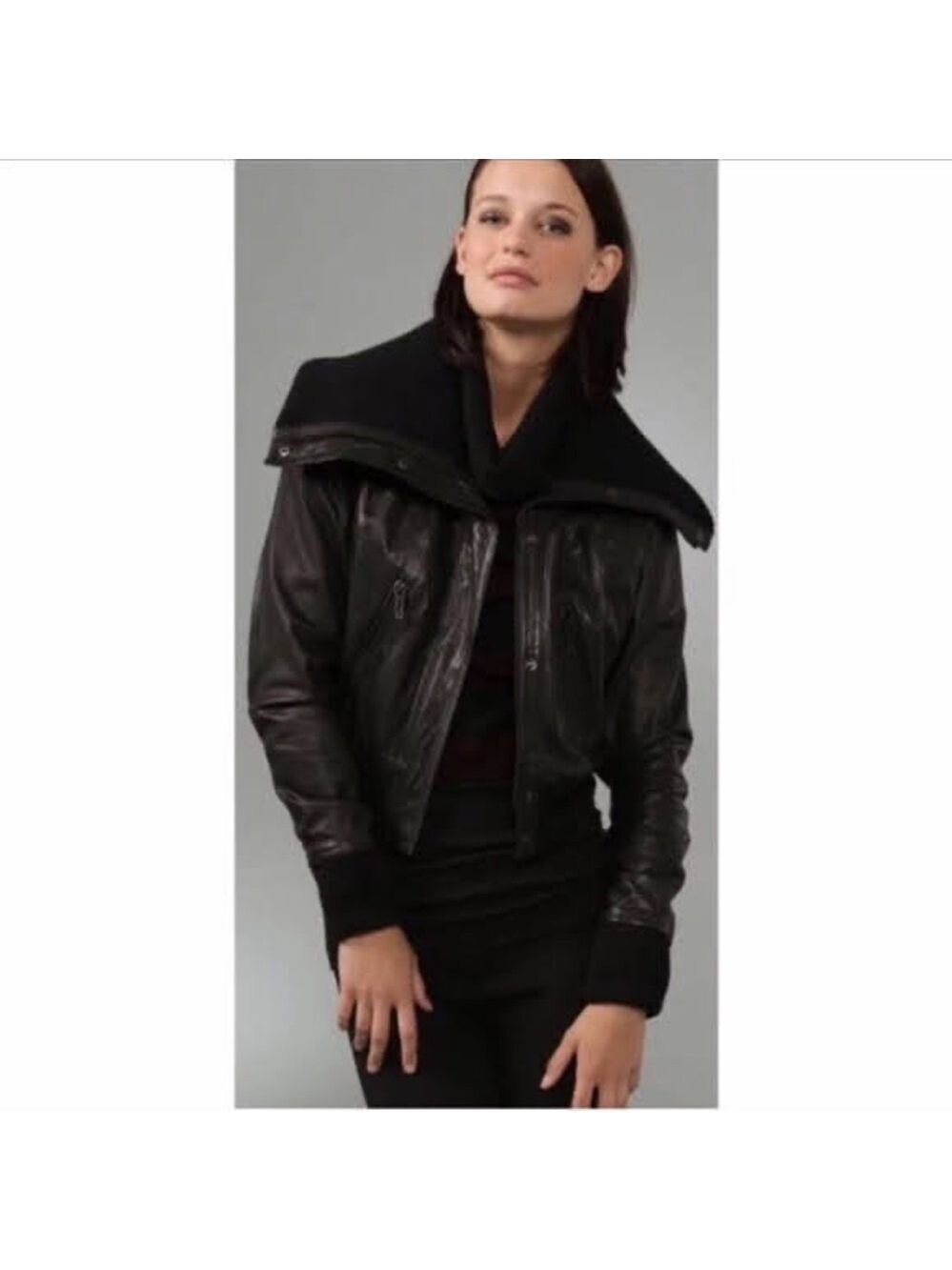 VINCE Cropped 100% Leather Bomber Moto Biker Jacket MRSP $995 Size M